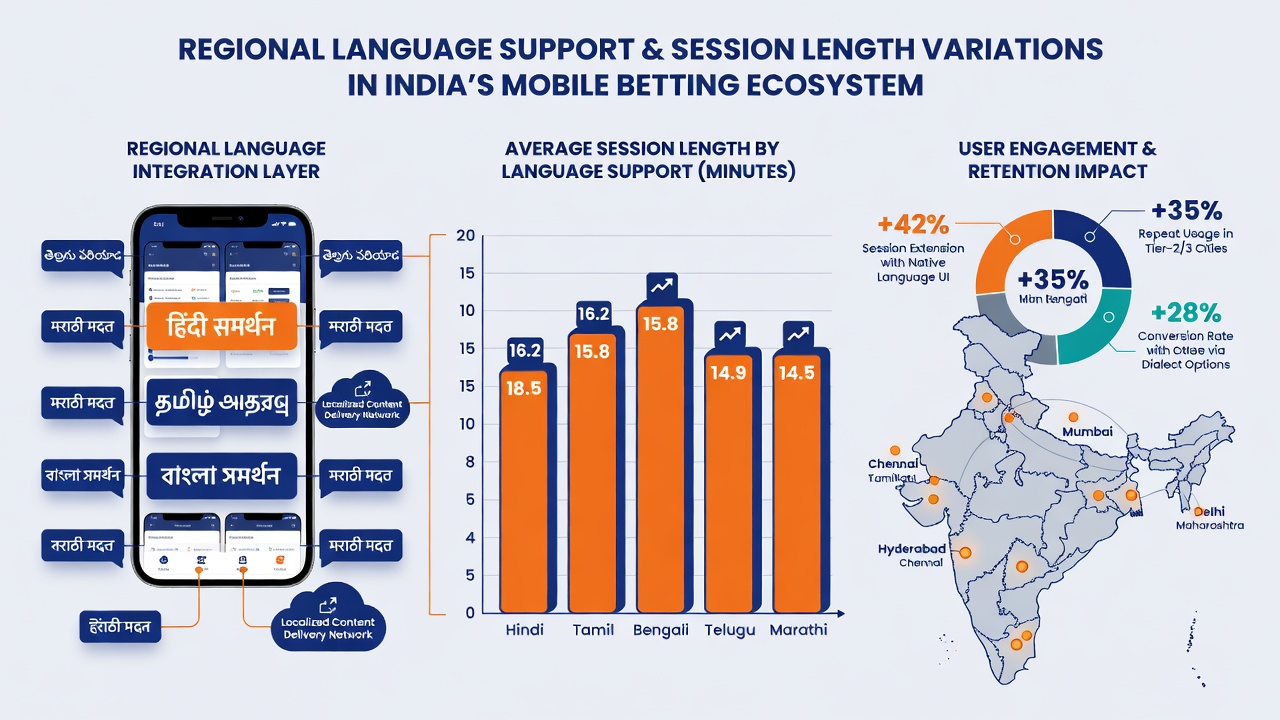 Graph comparing session durations in Indian states before and after regional language integration