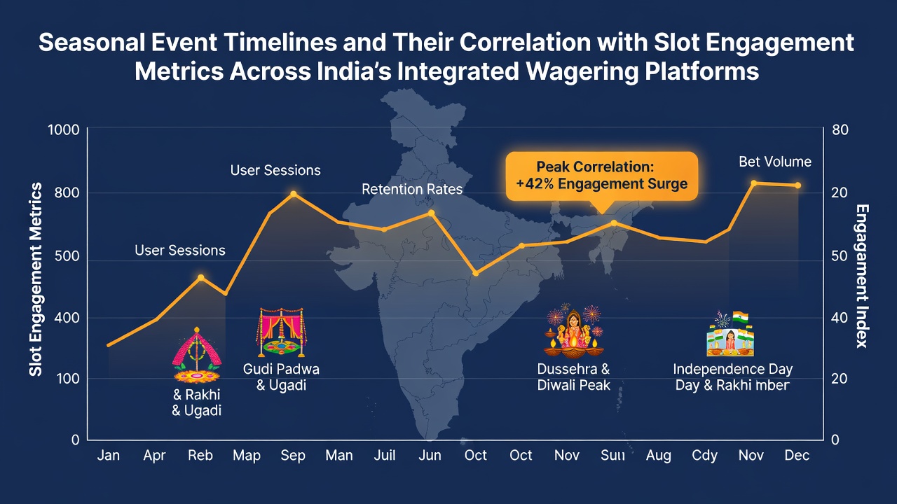 Timeline chart showing seasonal events like monsoons and festivals aligned with slot engagement spikes on Indian wagering platforms in 2026